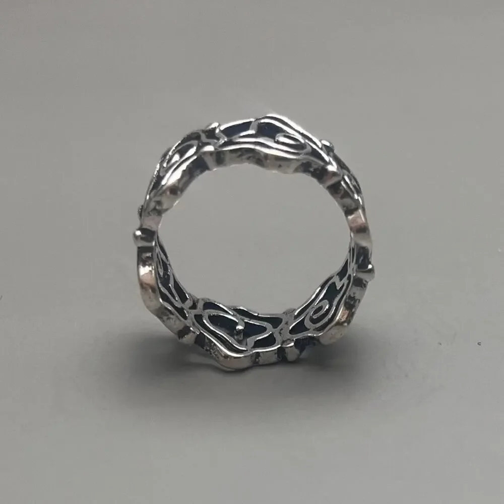 Vintage Silver Wrapped Rose Ring – Size 8, Unisex, Brand New